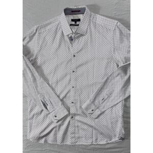Ted Baker Larosh Long Sleeve Button Front Sport Shirt. Block Herringbone, Size 6